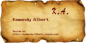 Kemendy Albert névjegykártya